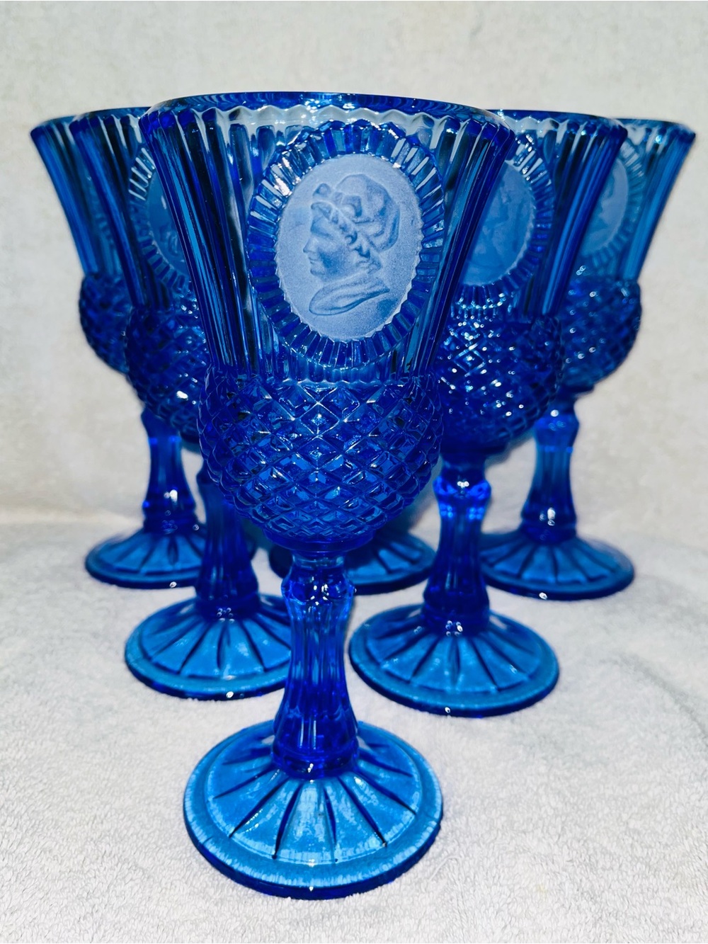 Vintage Fostoria Glass Martha & George Washington Goblets (6)